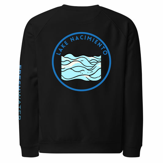 Lake Nacimiento organic raglan sweatshirt