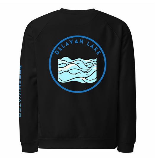 Delavan Lake organic raglan sweatshirt