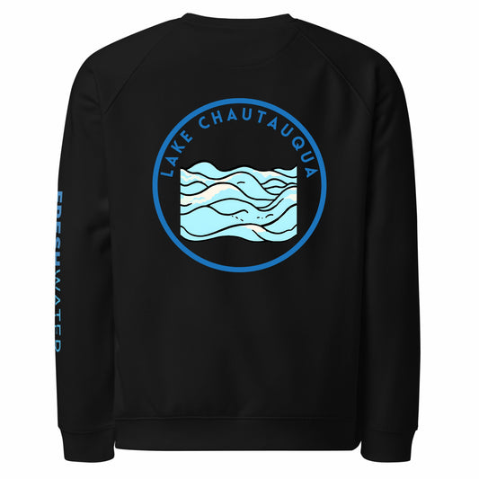 Lake Chautauqua organic raglan sweatshirt