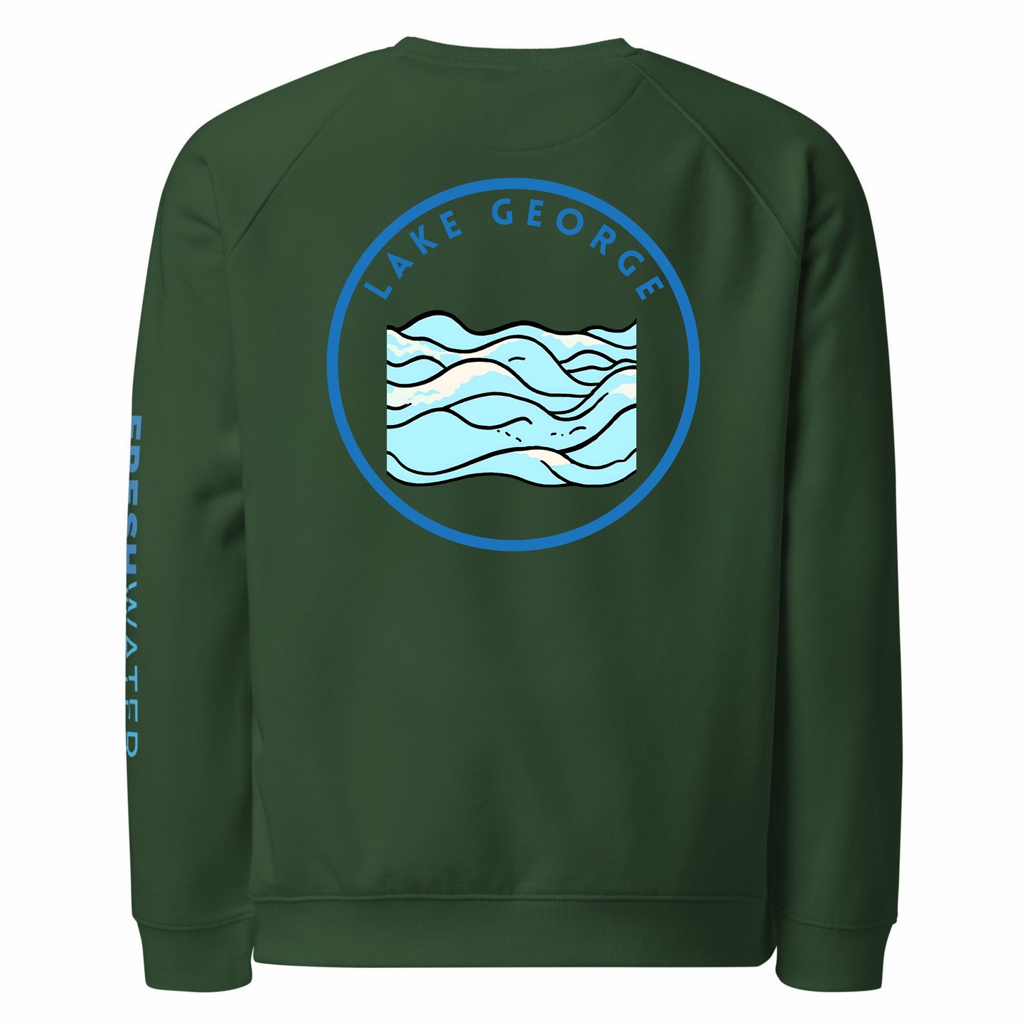 Lake George NY organic raglan sweatshirt