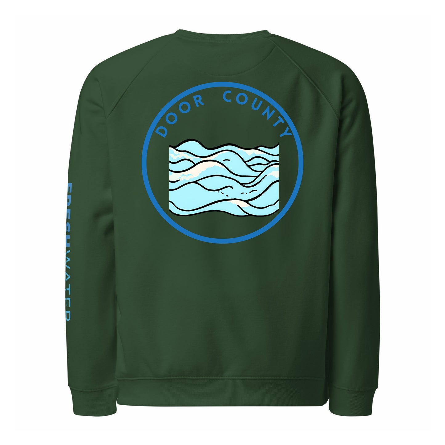 Door County organic raglan sweatshirt