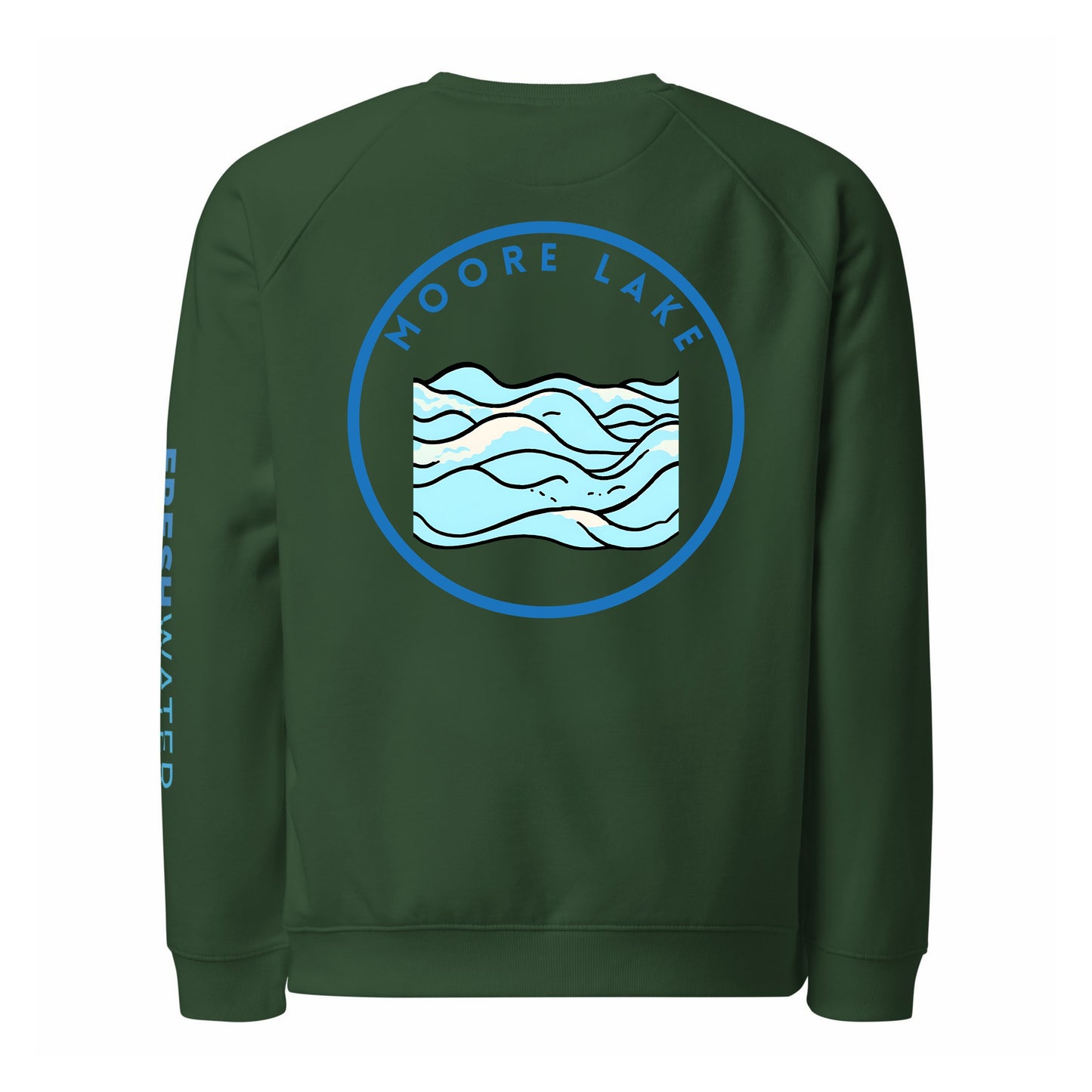 Moore Lake organic raglan sweatshirt