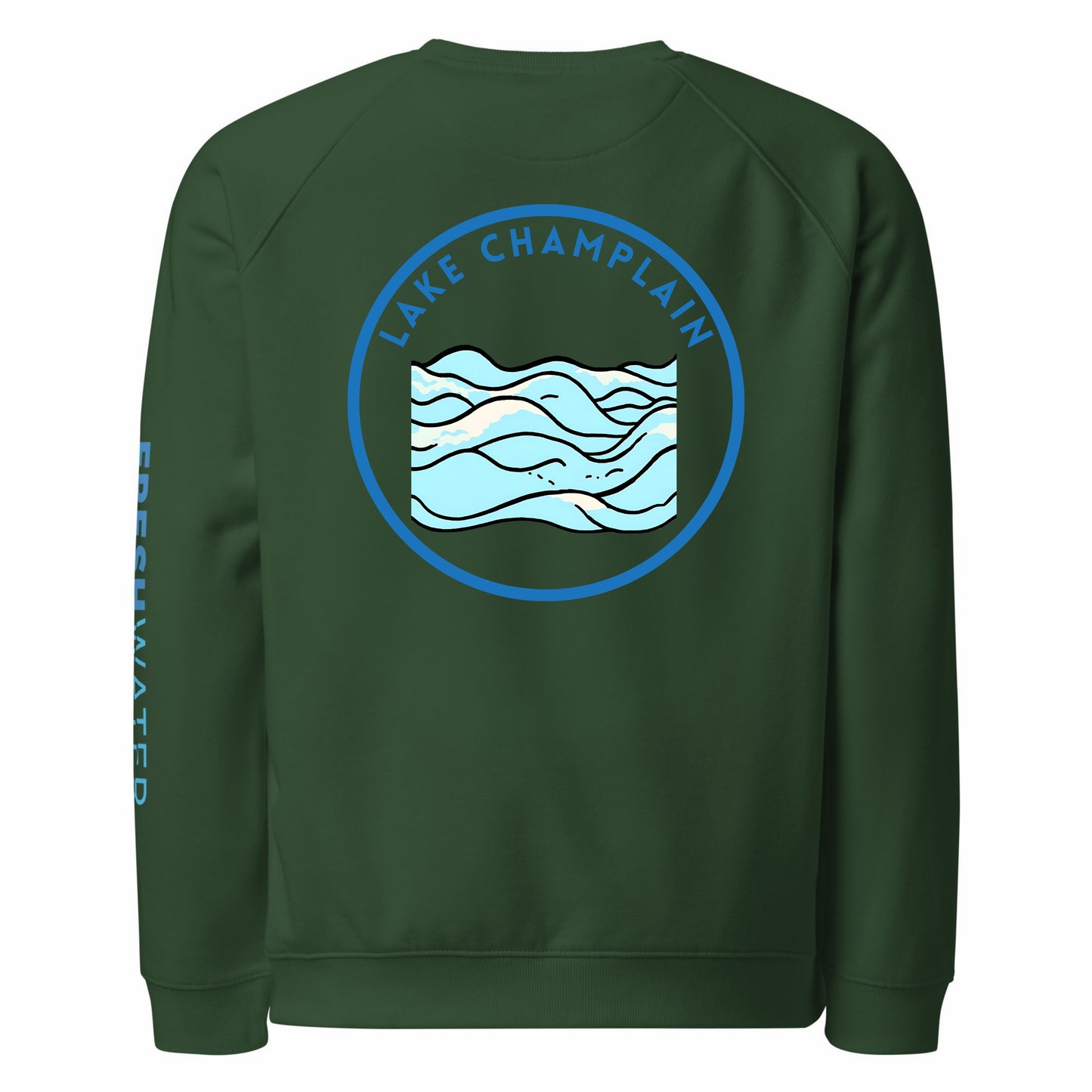 Lake Champlain organic raglan sweatshirt