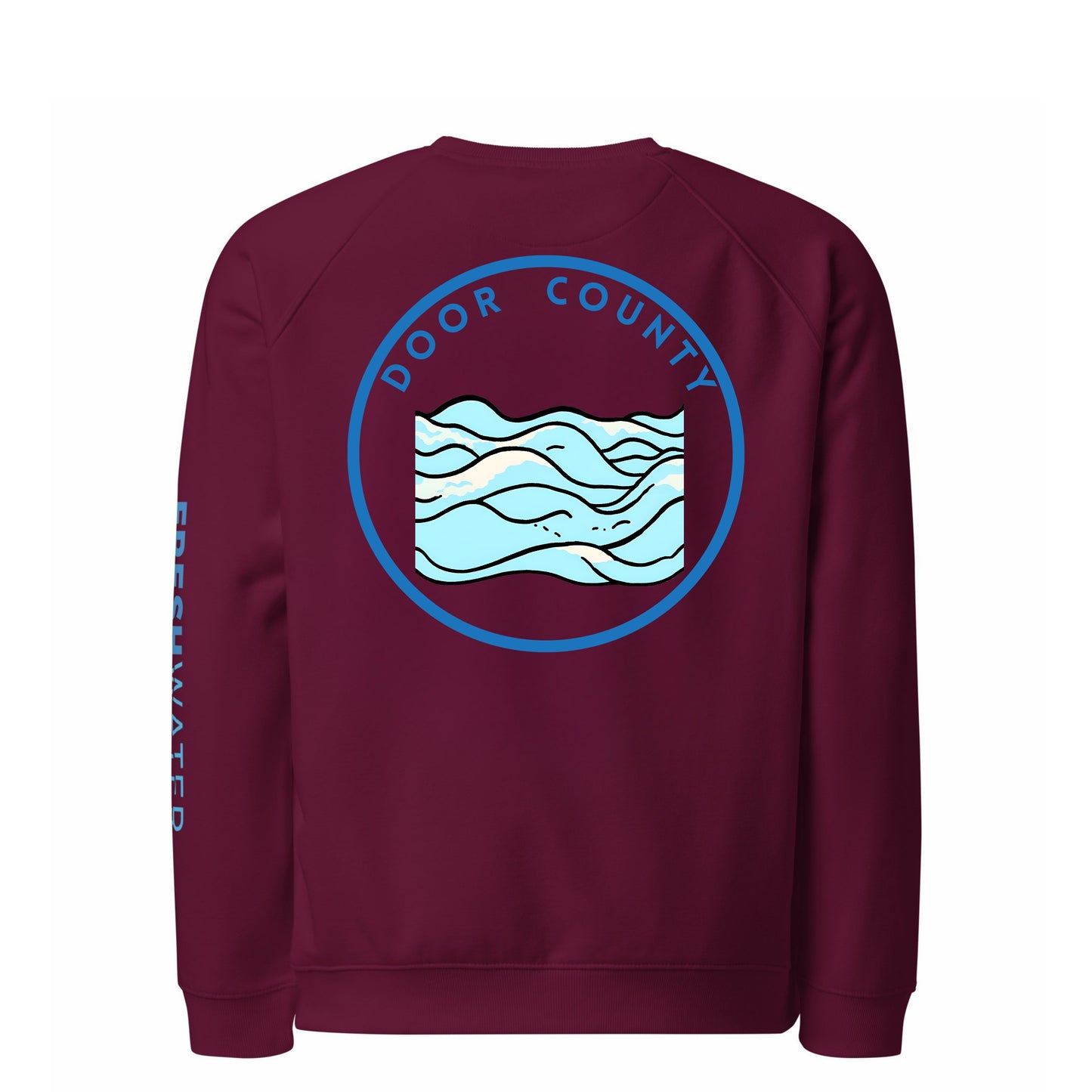 Door County organic raglan sweatshirt
