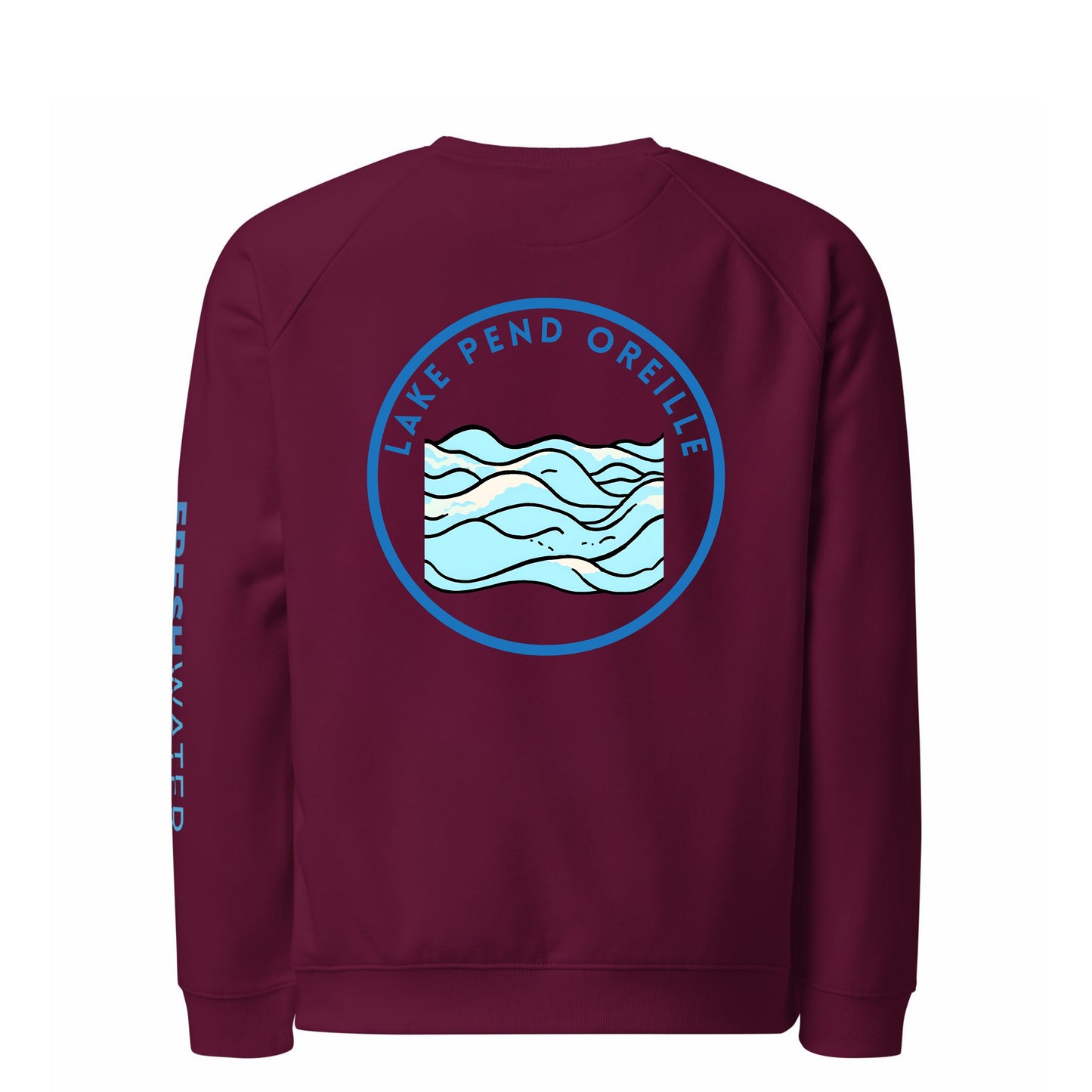 Lake Pend Oreille organic raglan sweatshirt