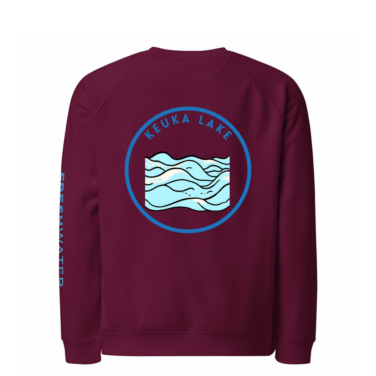 Keuka Lake organic raglan sweatshirt