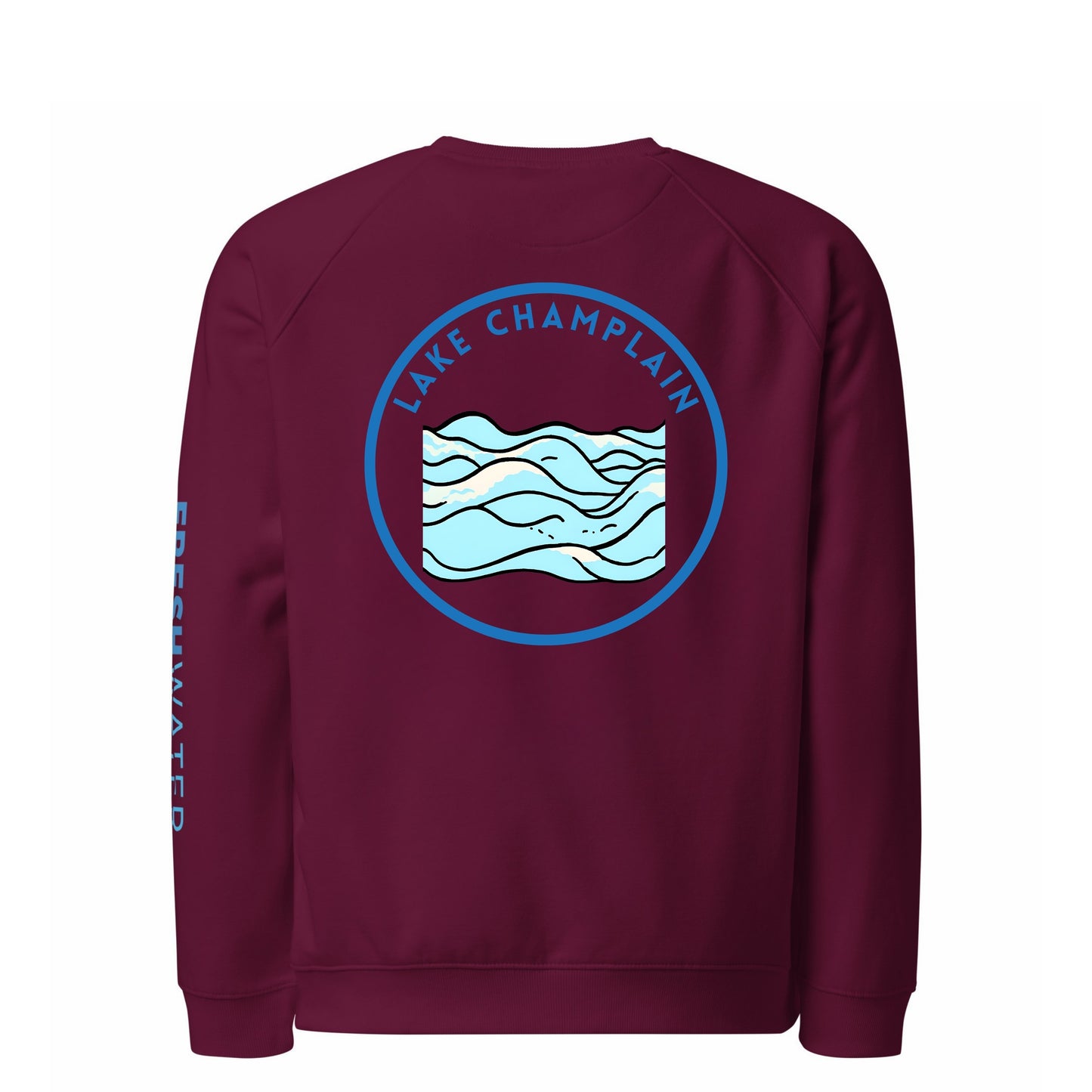 Lake Champlain organic raglan sweatshirt