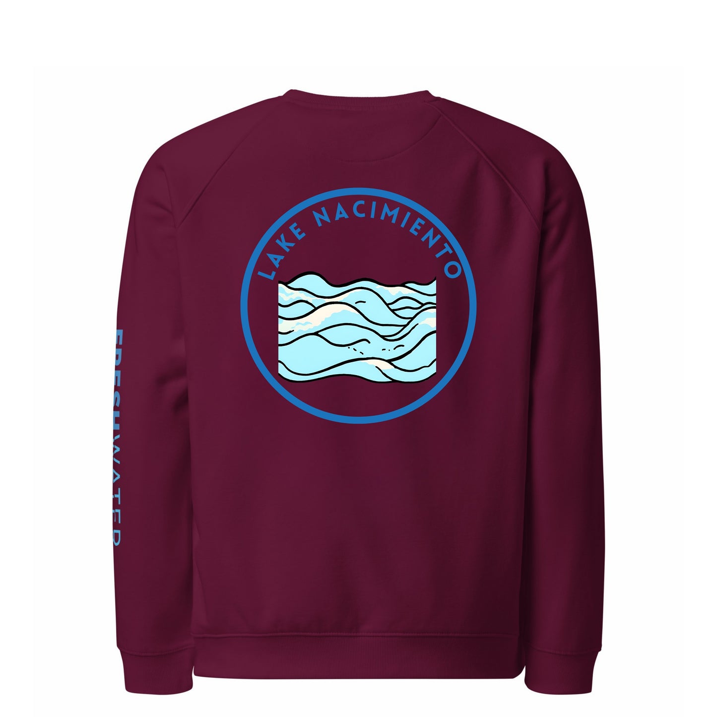 Lake Nacimiento organic raglan sweatshirt