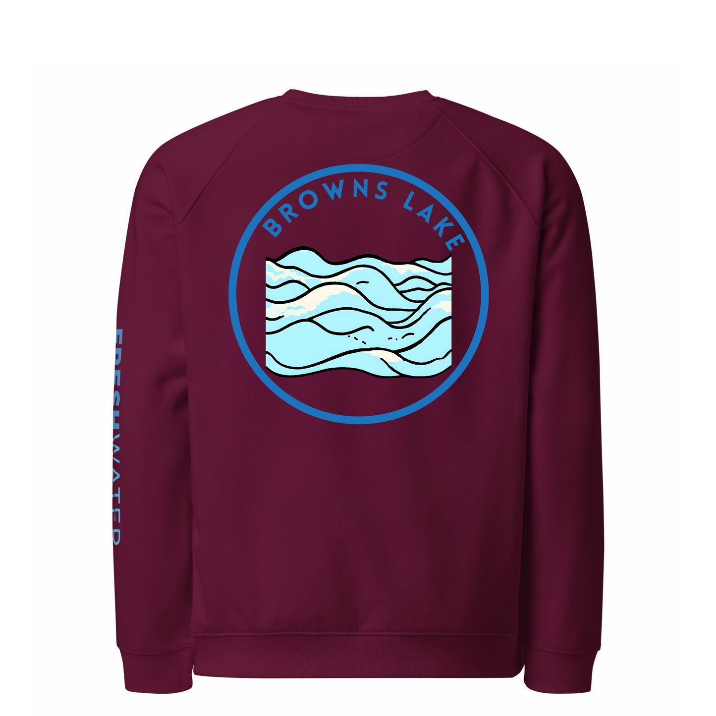 Browns Lake organic raglan sweatshirt