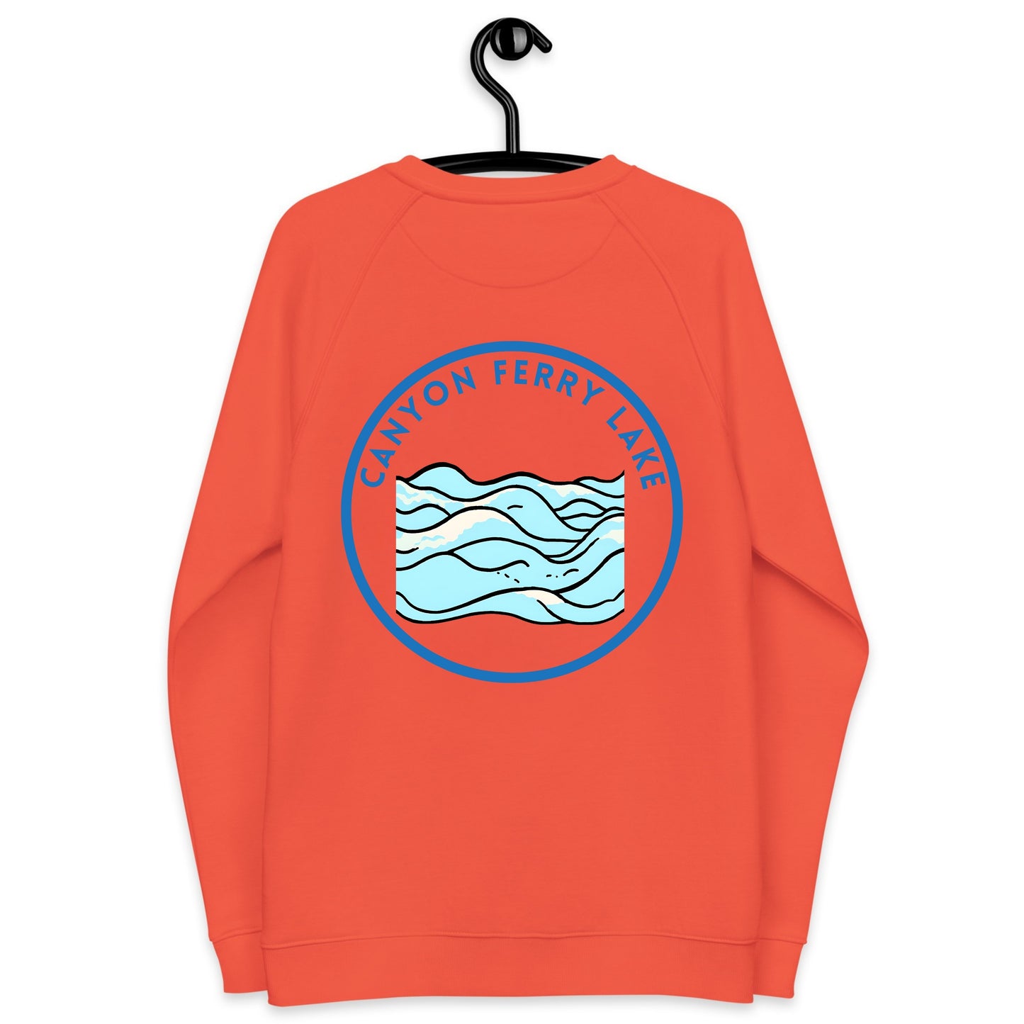 Canyon Ferry Lake organic raglan sweatshirt