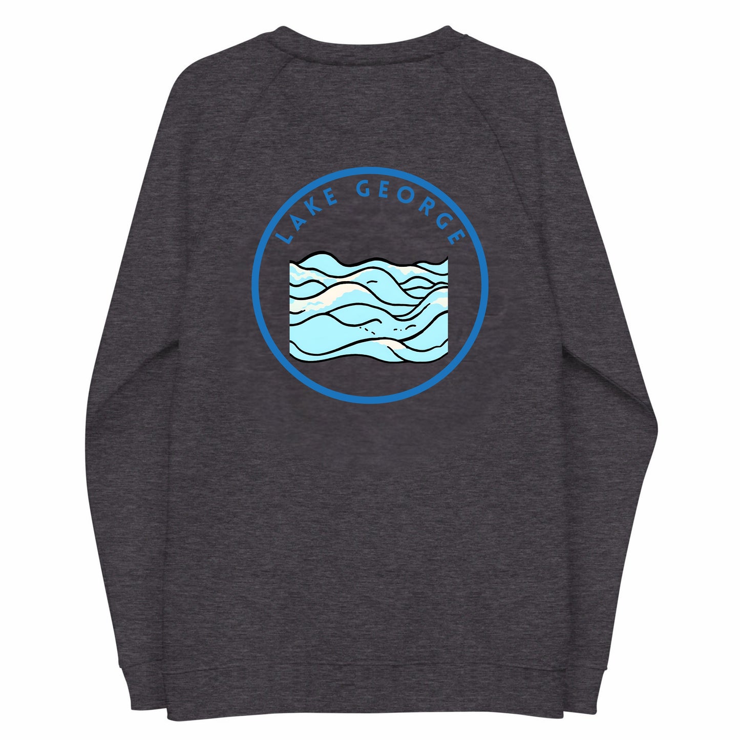 Lake George NY organic raglan sweatshirt