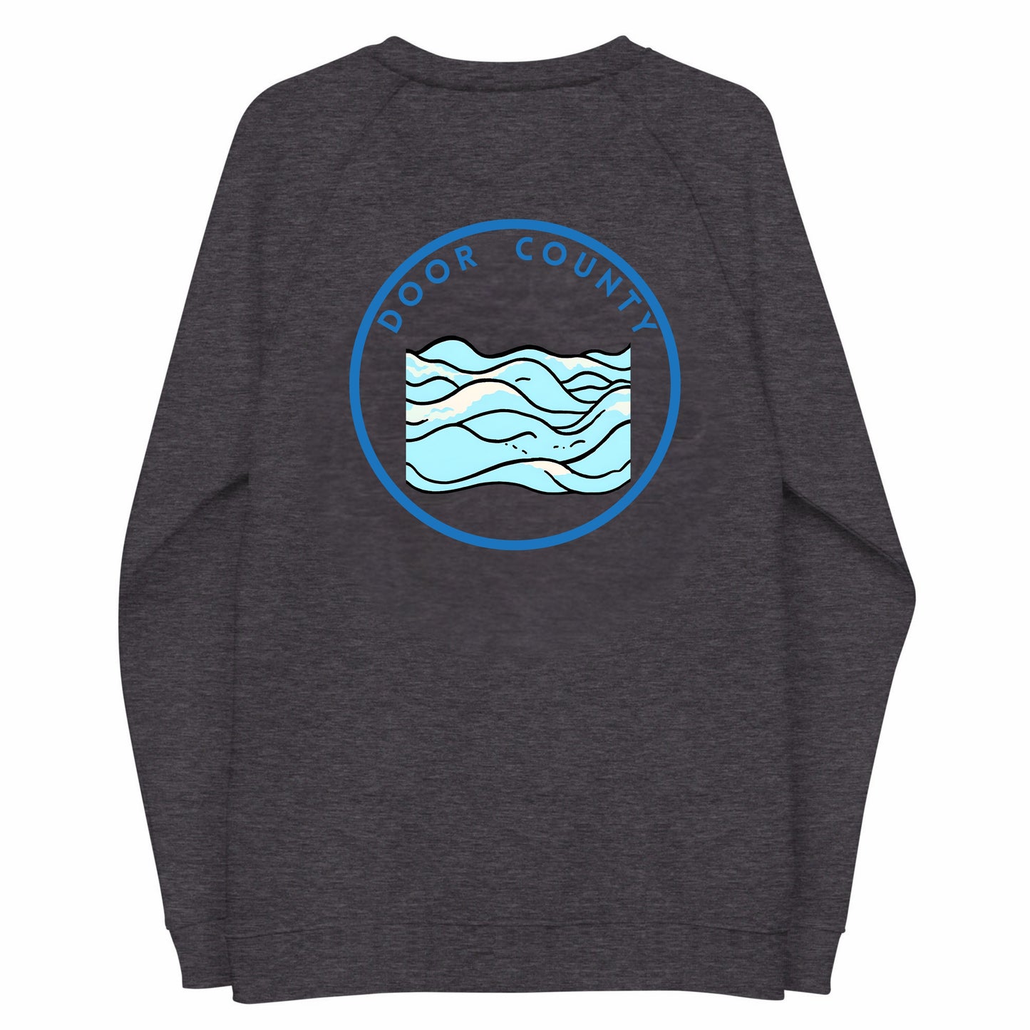 Door County organic raglan sweatshirt