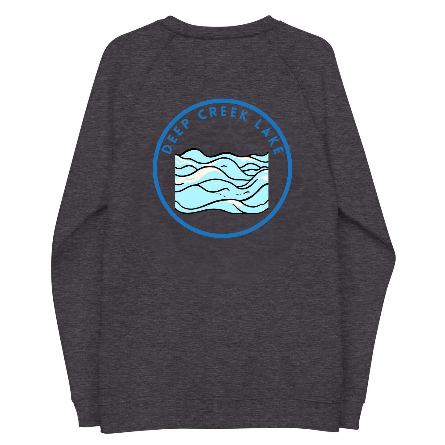 Deep Creek Lake organic raglan sweatshirt