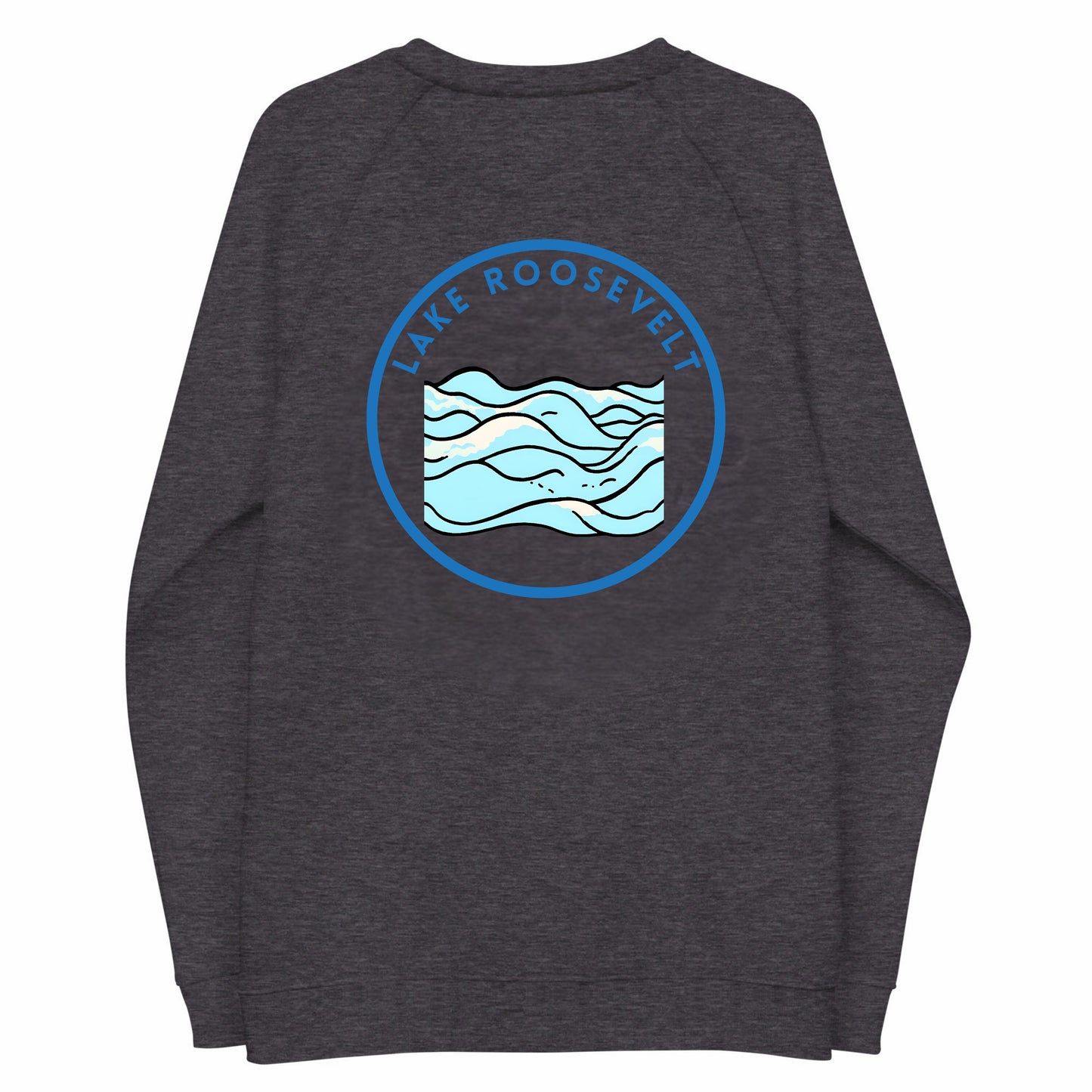 Lake Roosevelt organic raglan sweatshirt