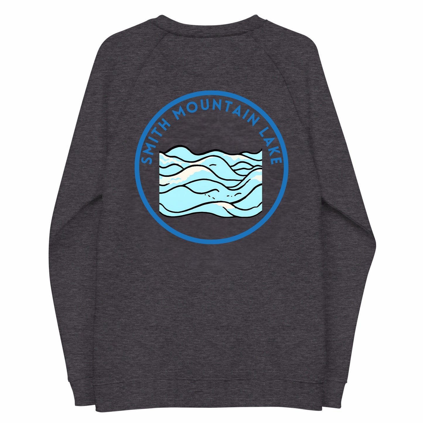 Smith Mountain Lake organic raglan sweatshirt