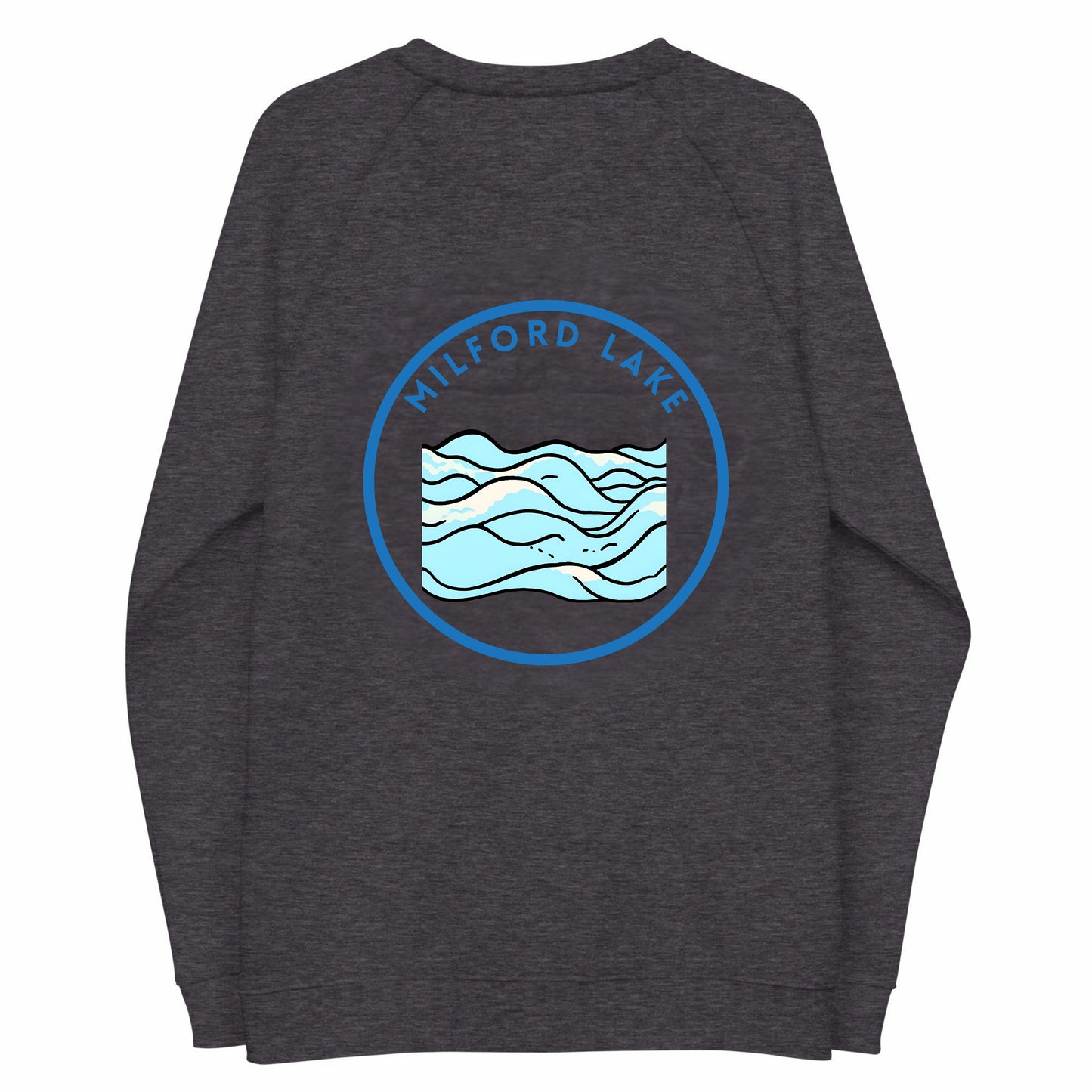 Milford Lake organic raglan sweatshirt