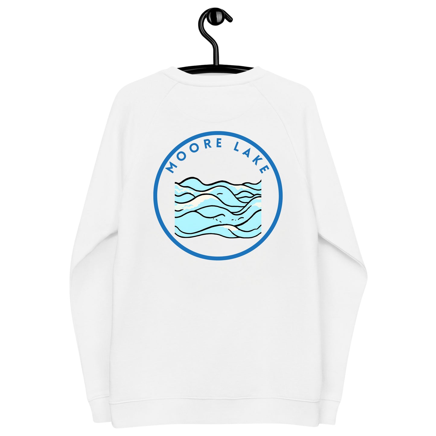 Moore Lake organic raglan sweatshirt