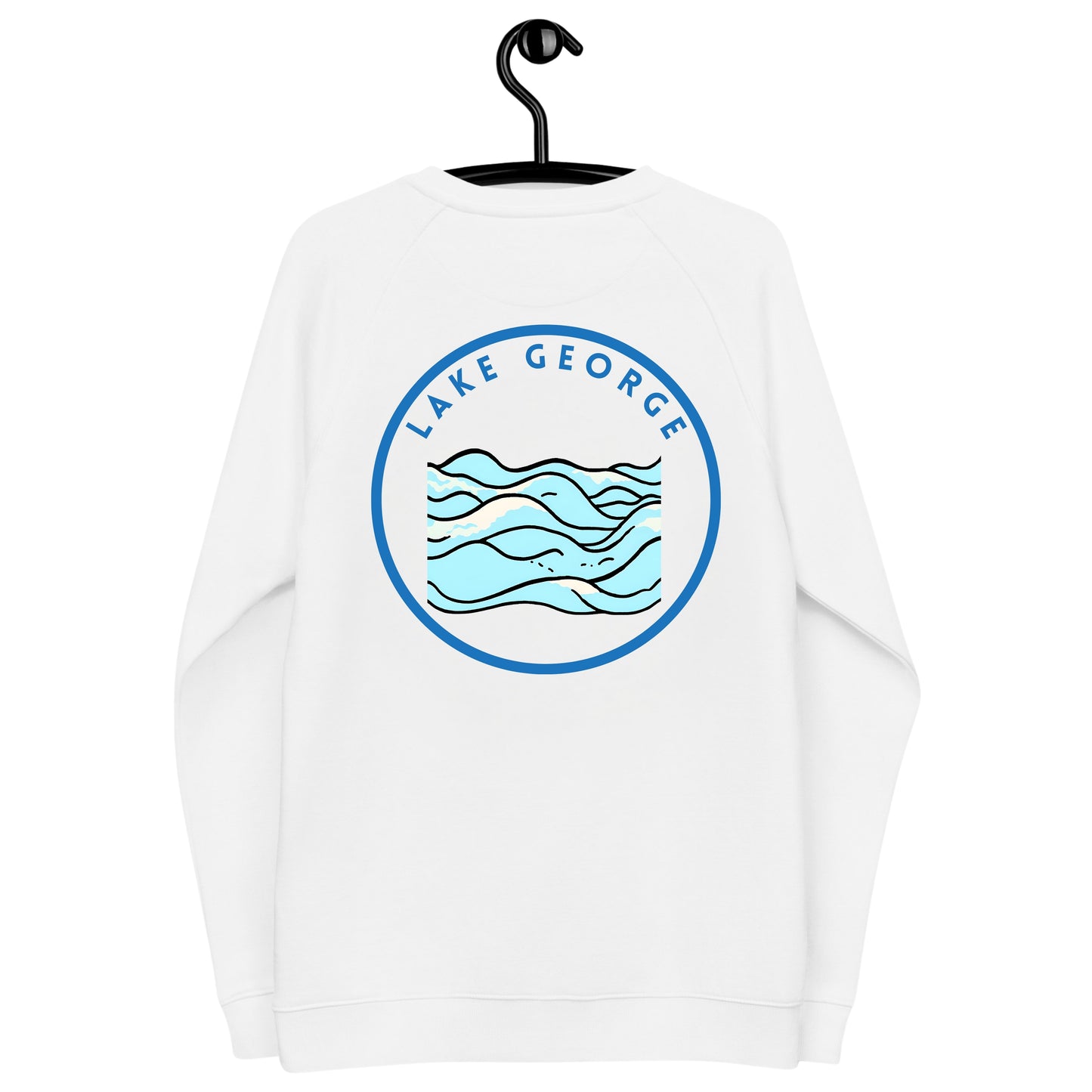 Lake George NY organic raglan sweatshirt