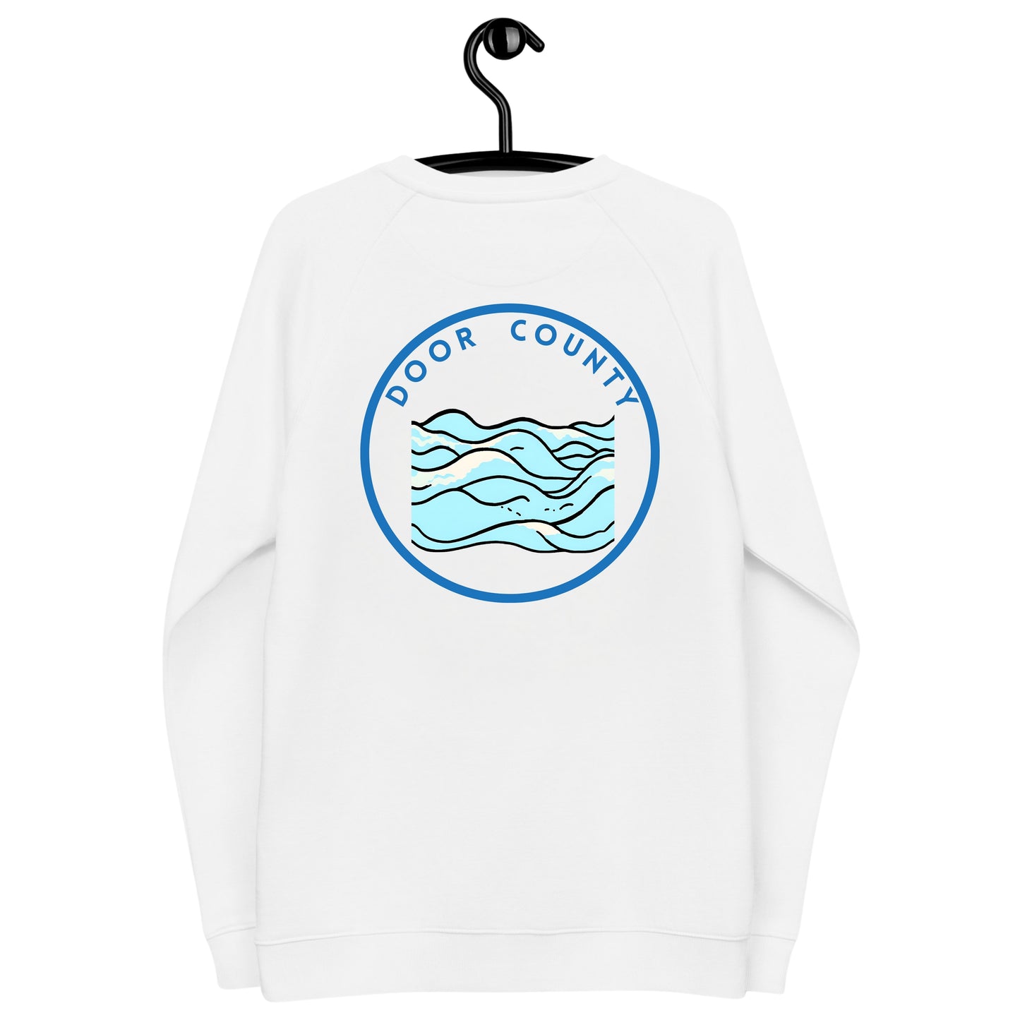 Door County organic raglan sweatshirt