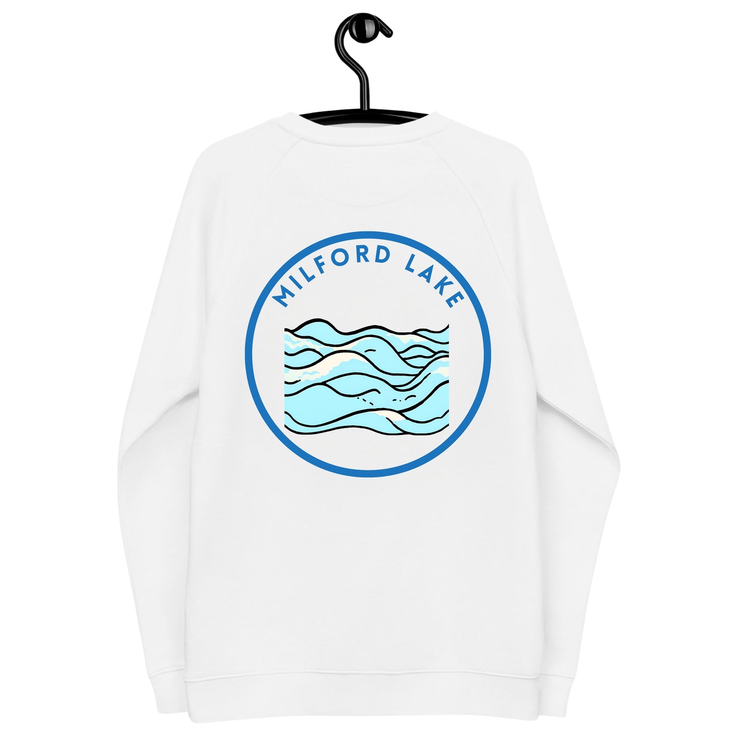 Milford Lake organic raglan sweatshirt
