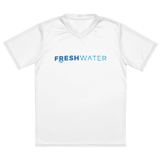 Freshwater Blue Recycled unisex UPF50 Sports V Neck