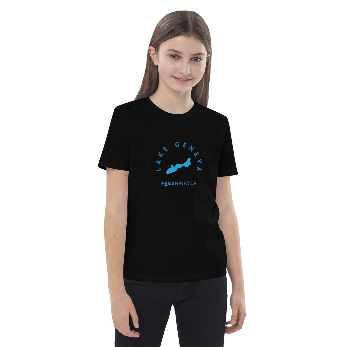 Lake Geneva Freshwater Blue Organic cotton kids t-shirt