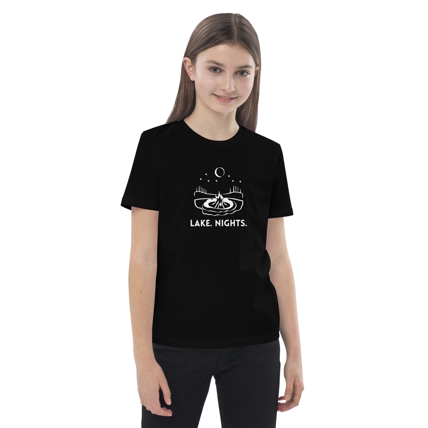 Lake. Nights. Freshwater BW Organic cotton kids t-shirt