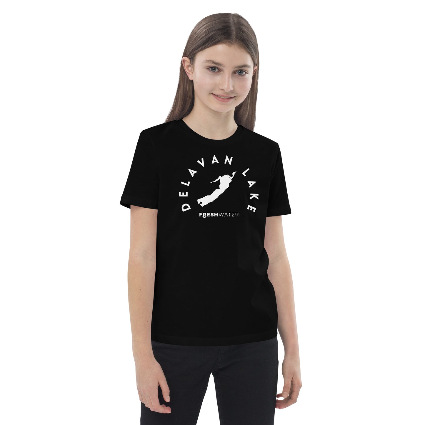 Delavan Lake Freshwater BW Organic cotton kids t-shirt