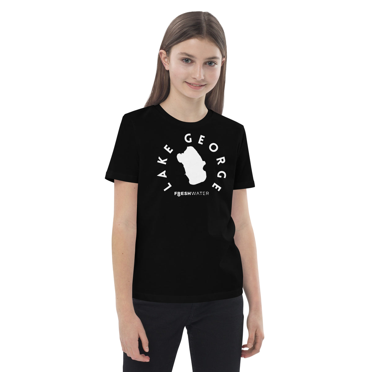 Lake George Florida Freshwater BW Organic cotton kids t-shirt