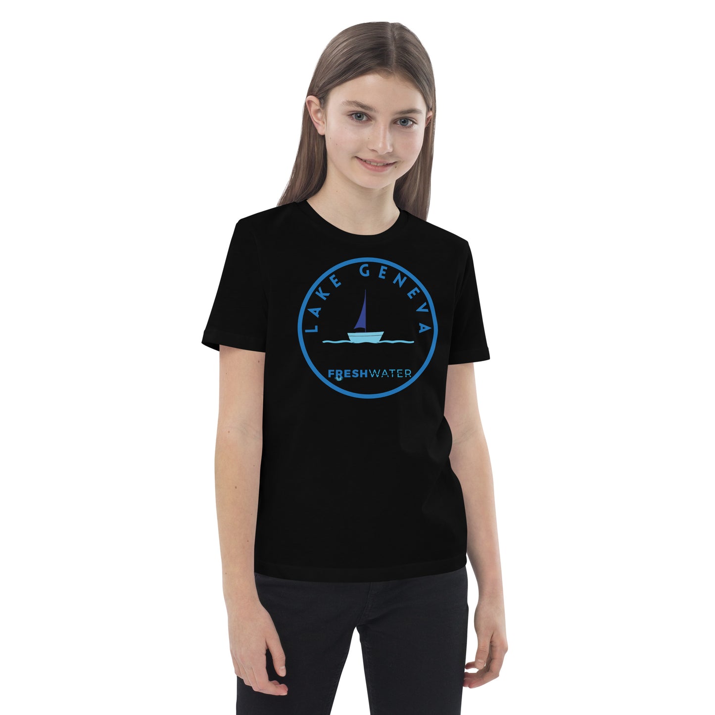 Lake Geneva Wisconsin Freshwater Sailing Organic cotton kids t-shirt
