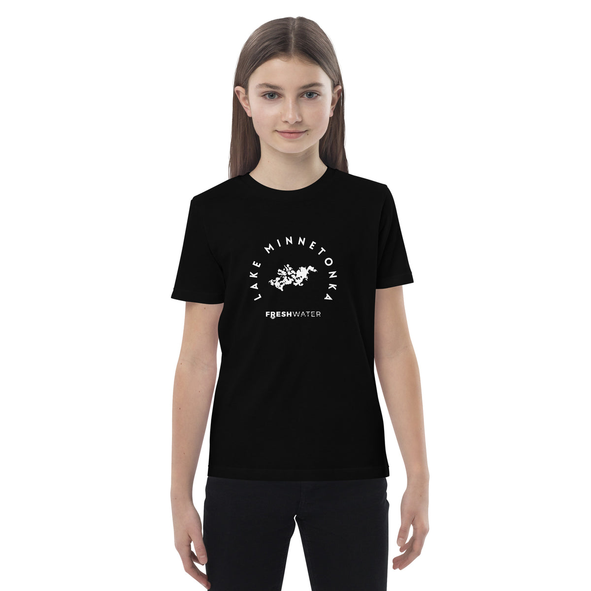 Lake Minnetonka Freshwater Black/White Organic cotton kids t-shirt