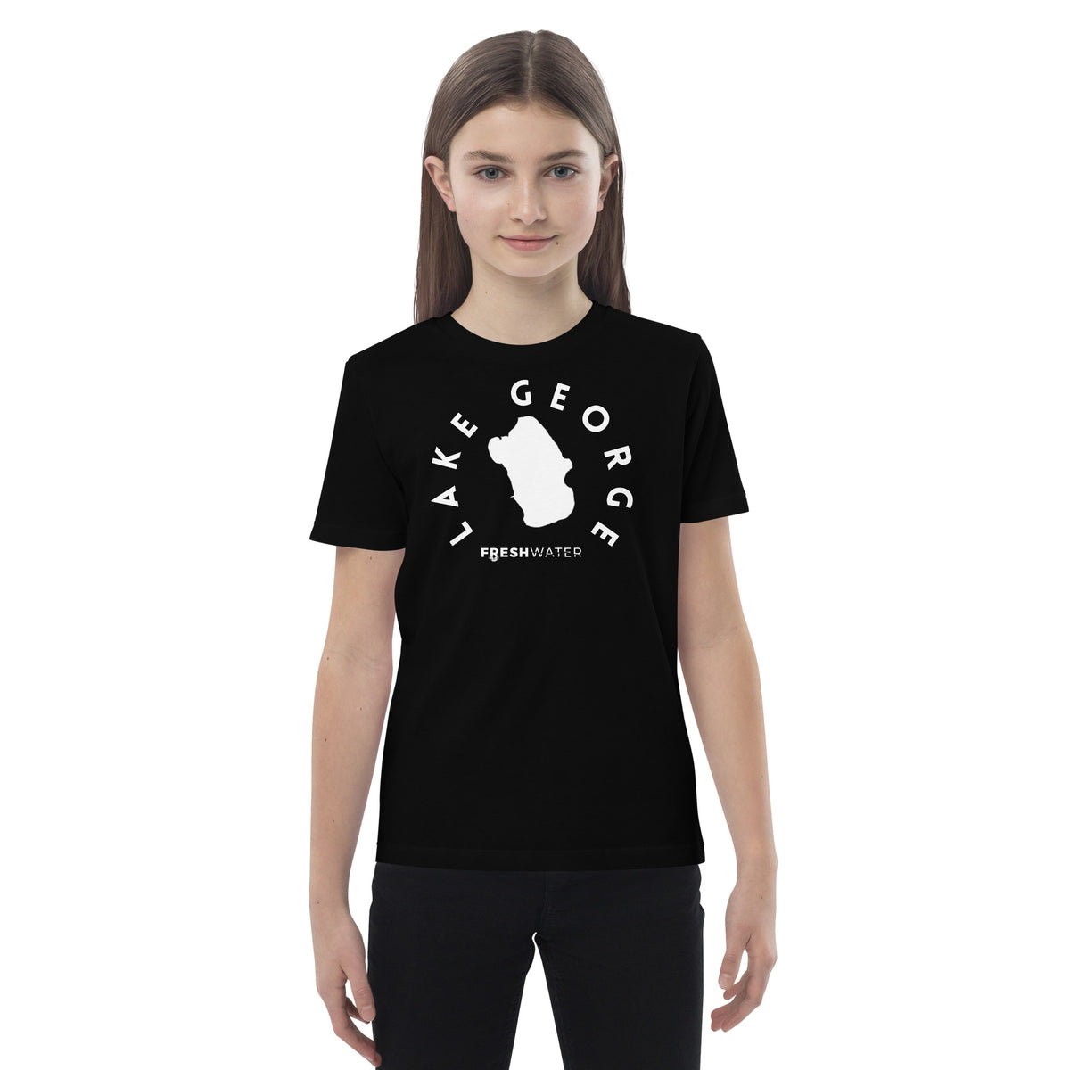 Lake George Florida Freshwater BW Organic cotton kids t-shirt