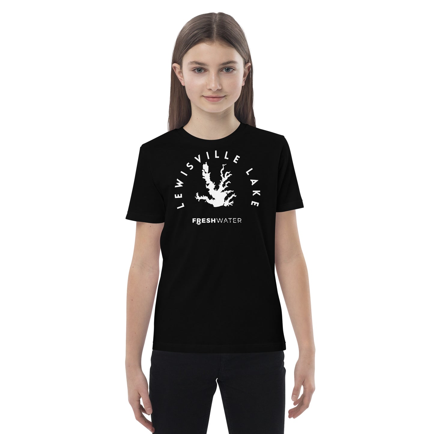 Lewisville Lake Texas Freshwater BW Organic cotton kids t-shirt