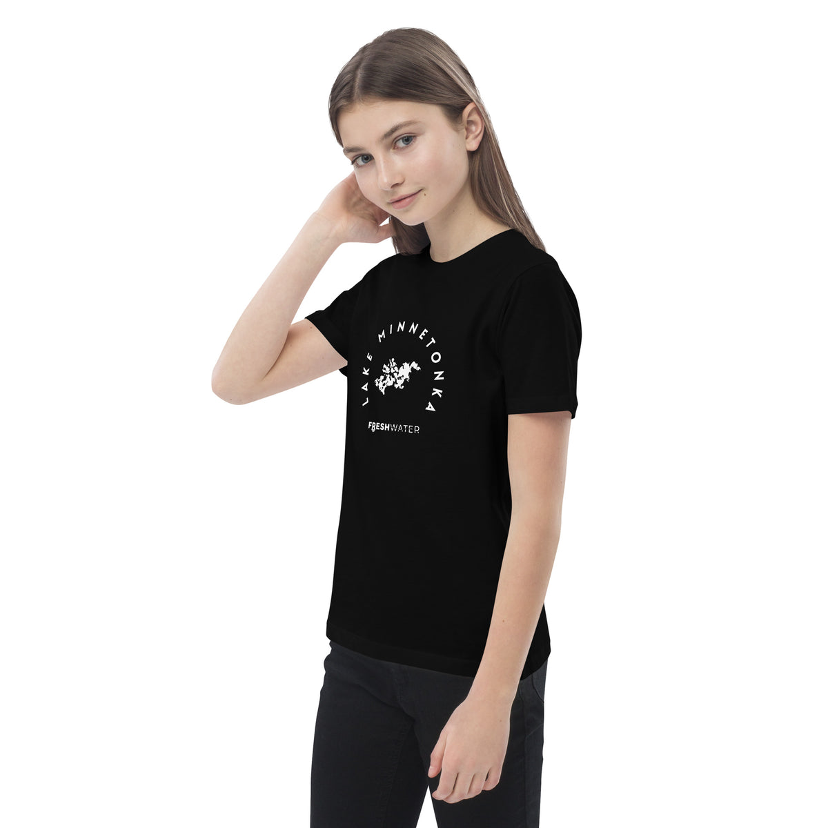 Lake Minnetonka Freshwater Black/White Organic cotton kids t-shirt