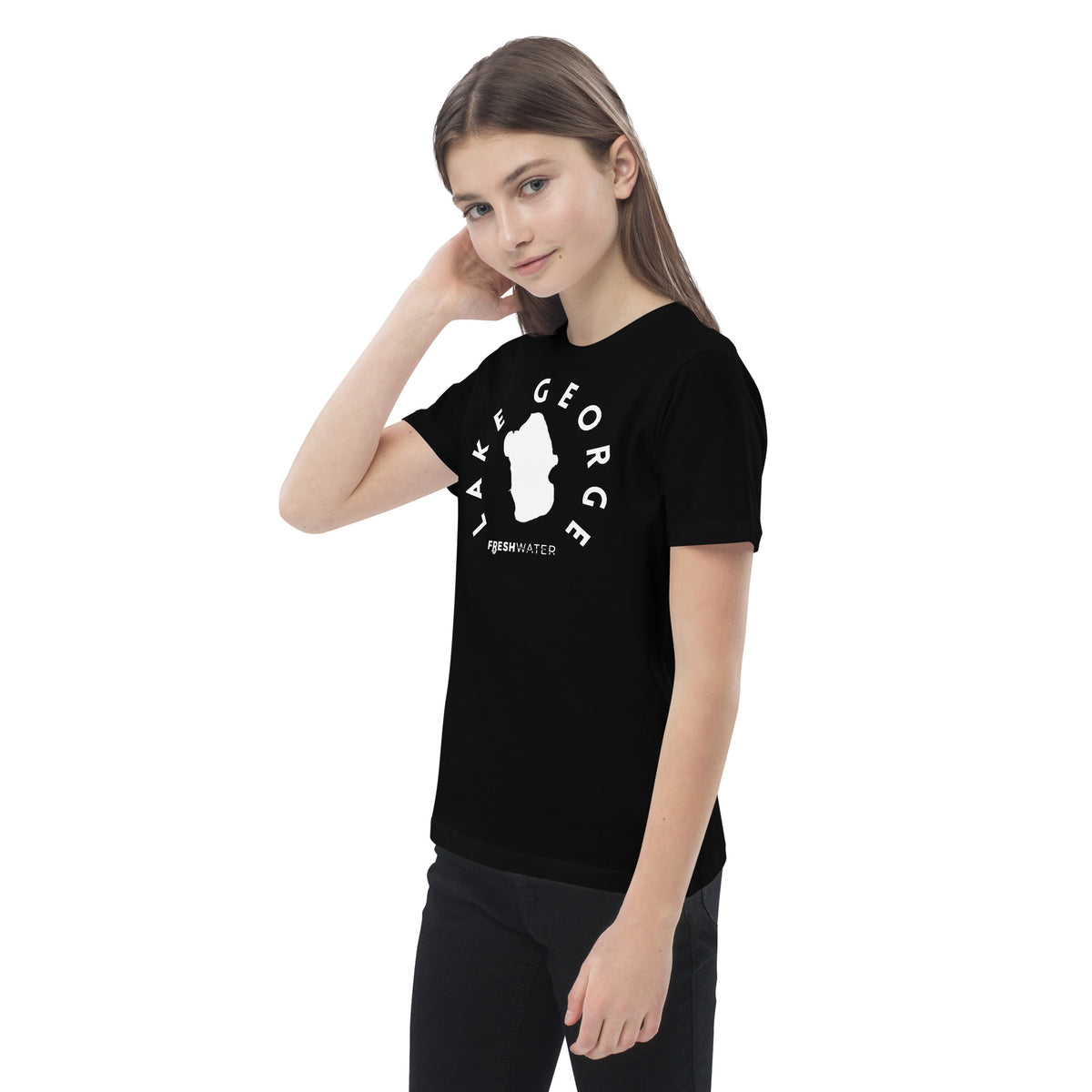 Lake George Florida Freshwater BW Organic cotton kids t-shirt