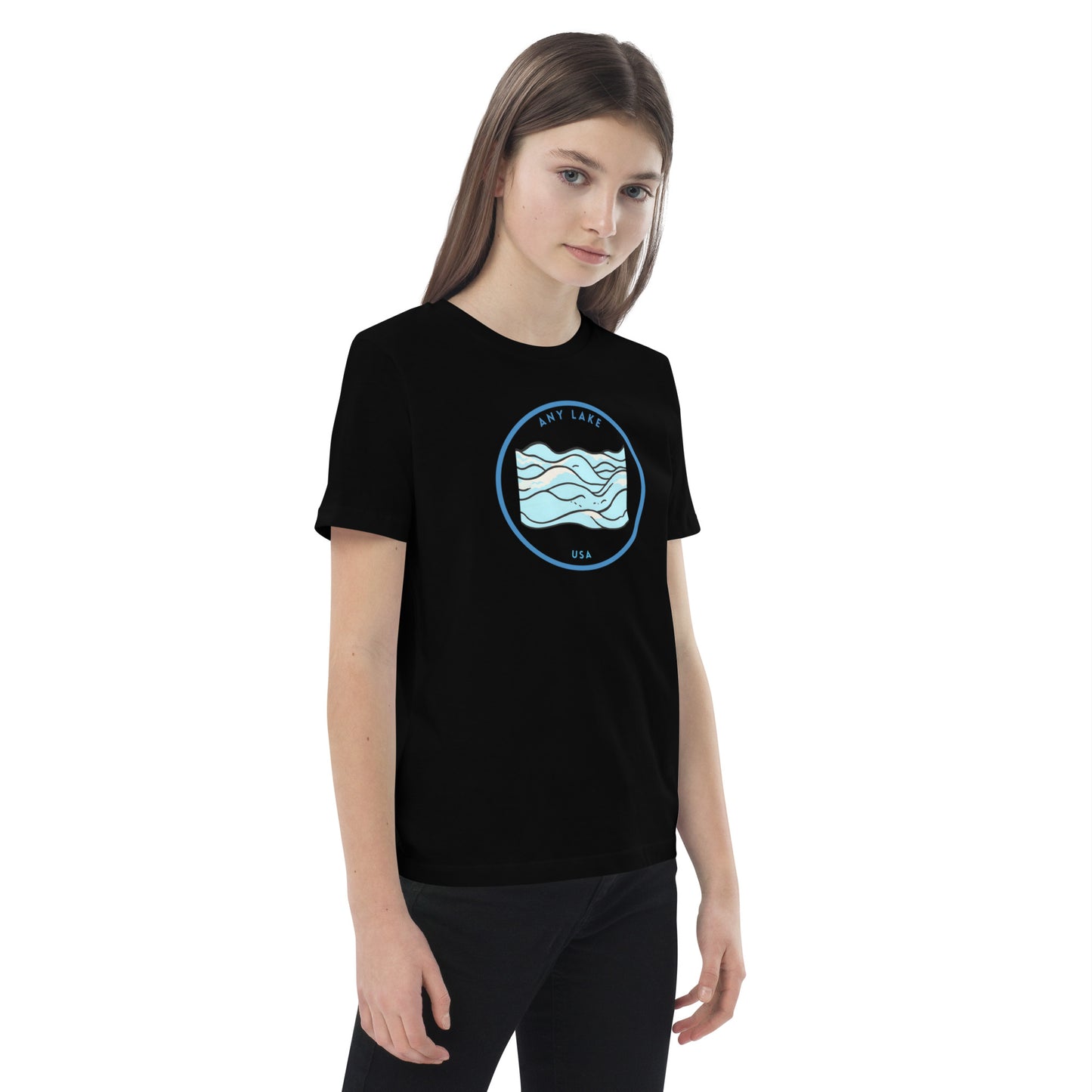 Custom FreshKids Waves Blue Organic cotton kids t-shirt