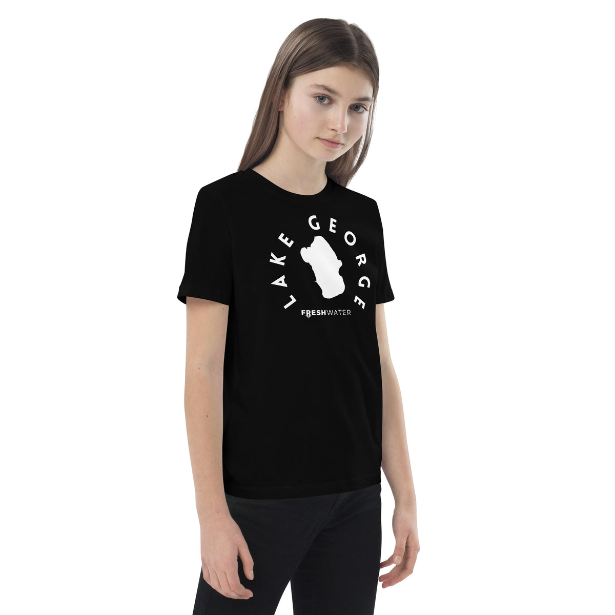 Lake George Florida Freshwater BW Organic cotton kids t-shirt