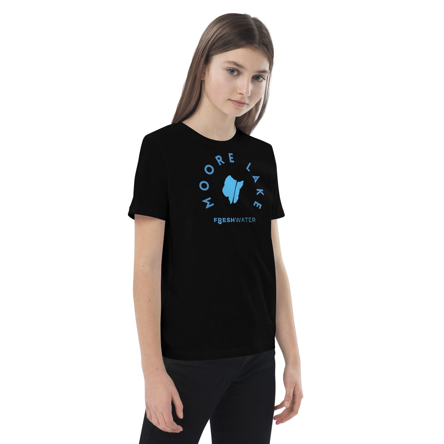 Moore Lake Minnesota Freshwater Blue Organic cotton kids t-shirt