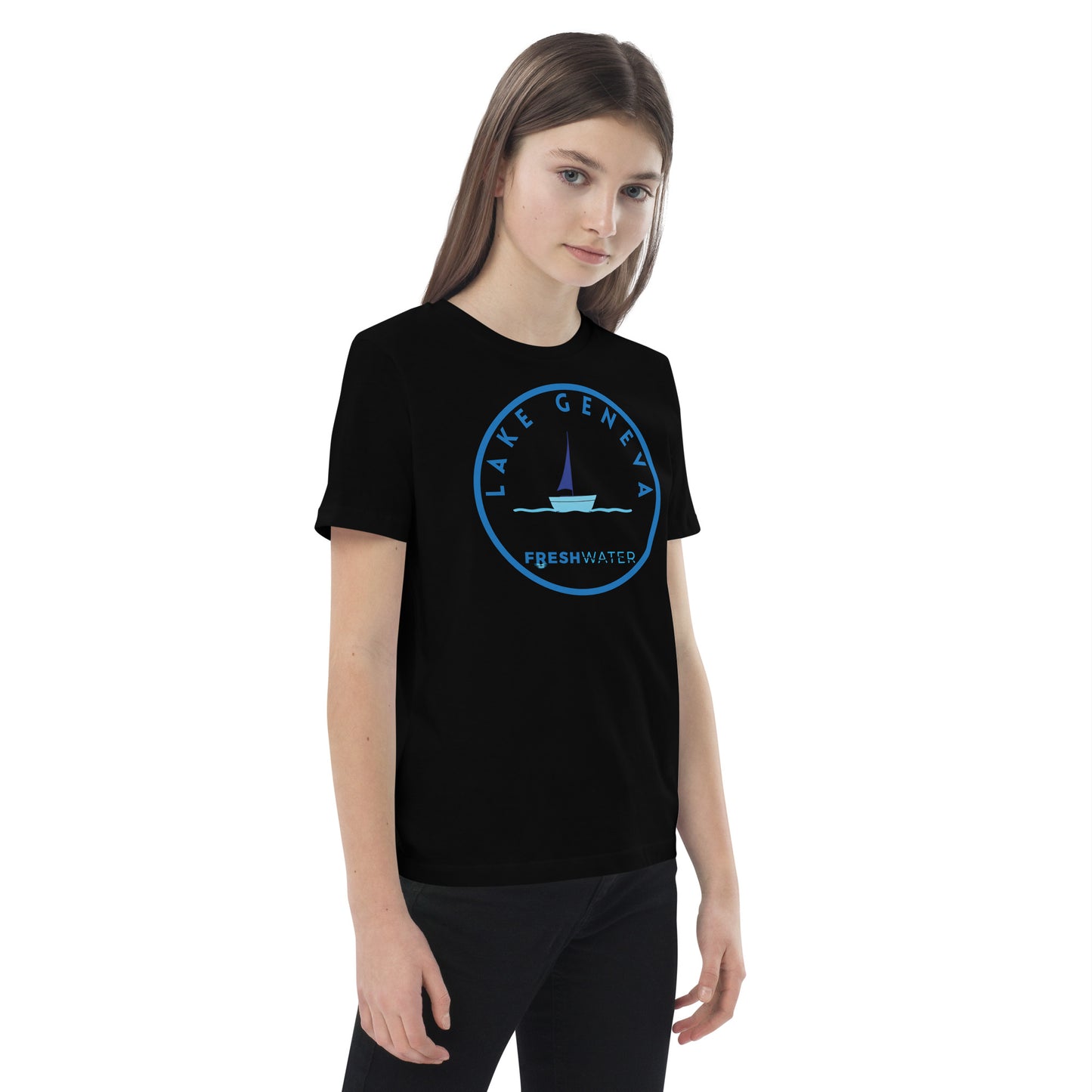 Lake Geneva Wisconsin Freshwater Sailing Organic cotton kids t-shirt