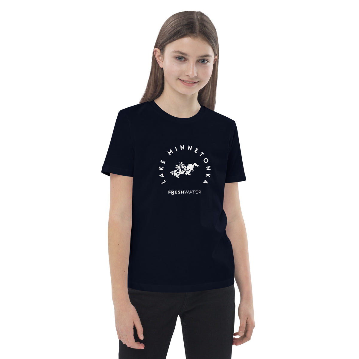 Lake Minnetonka Freshwater Black/White Organic cotton kids t-shirt