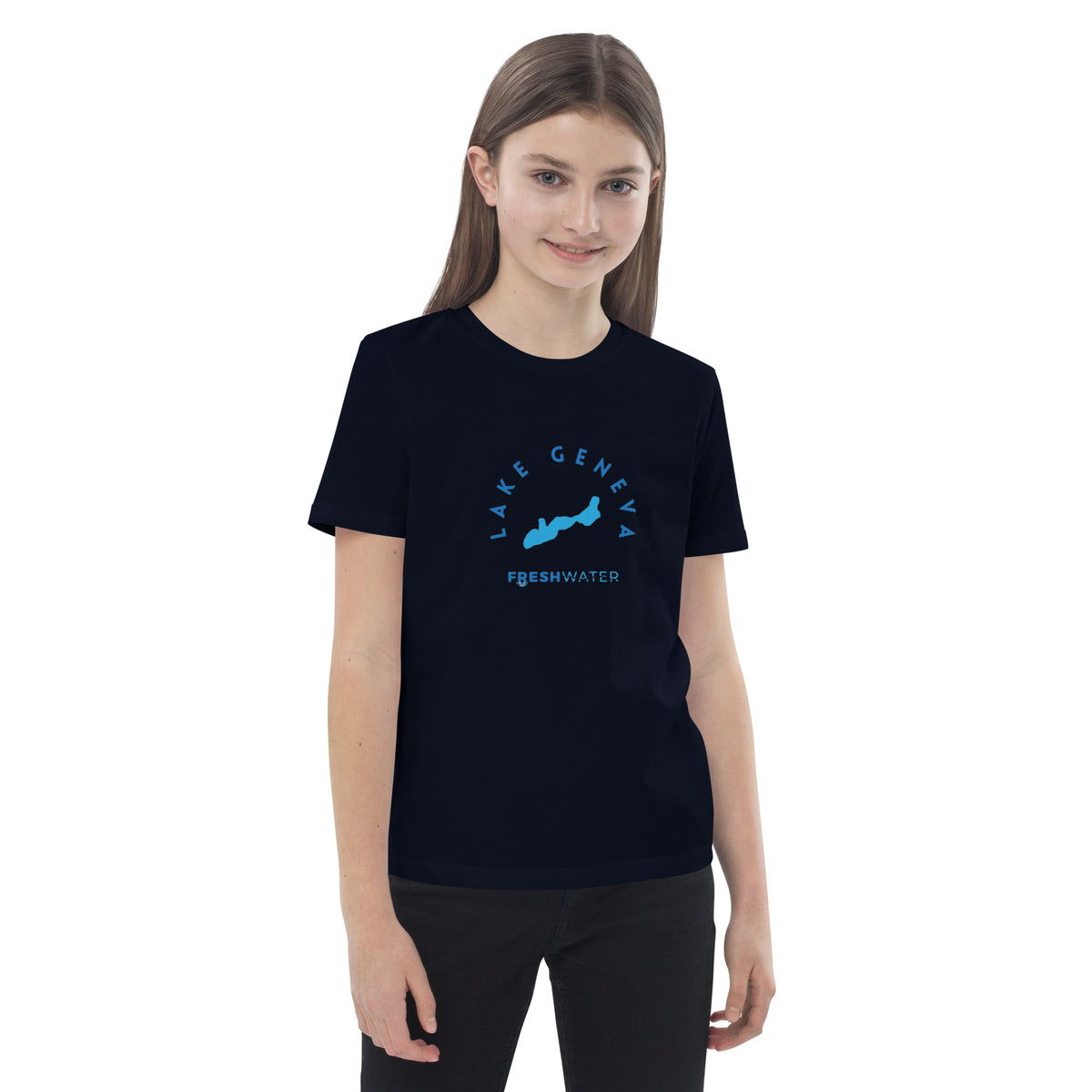 Lake Geneva Freshwater Blue Organic cotton kids t-shirt
