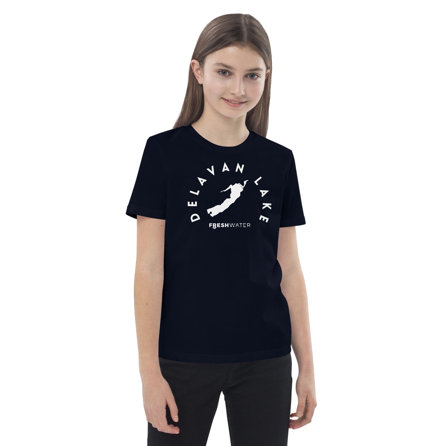 Delavan Lake Freshwater BW Organic cotton kids t-shirt