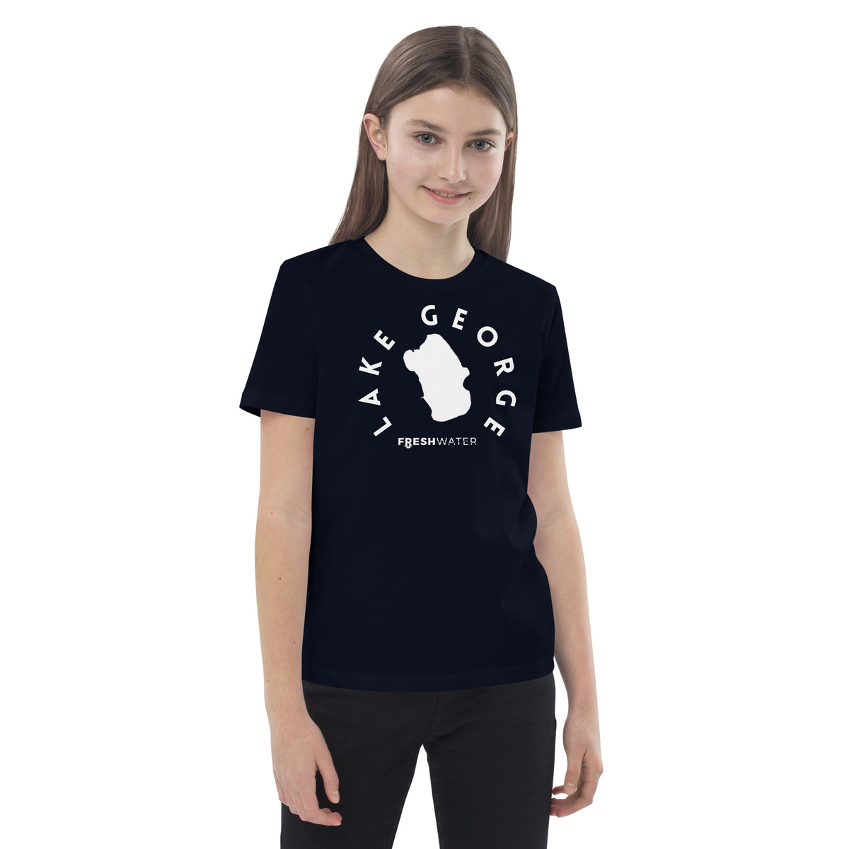 Lake George Florida Freshwater BW Organic cotton kids t-shirt