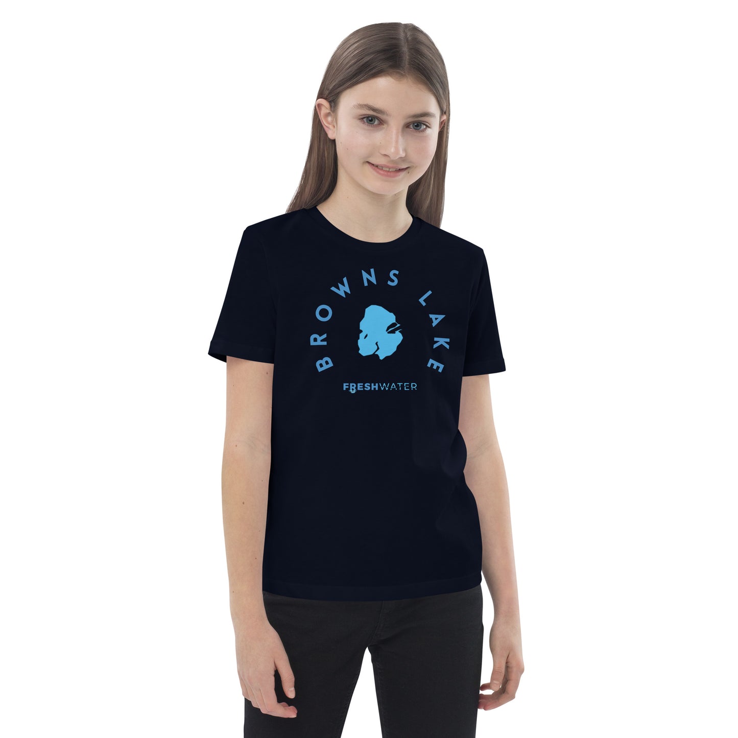 Browns Lake Wisconsin Freshwater Blue Organic cotton kids t-shirt