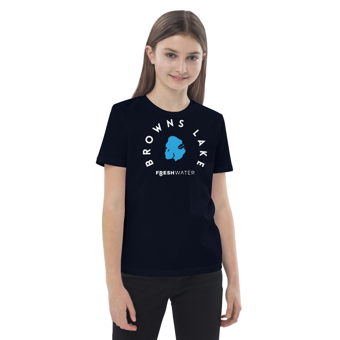 Browns Lake Wisconsin Freshwater WB Organic cotton kids t-shirt