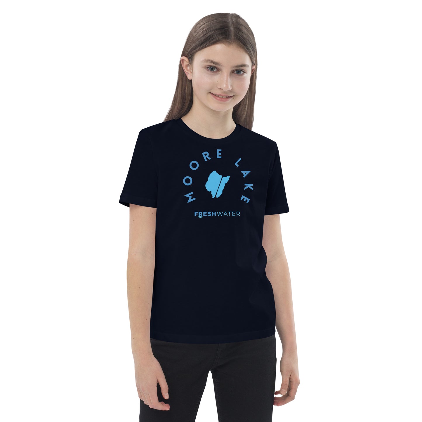 Moore Lake Minnesota Freshwater Blue Organic cotton kids t-shirt