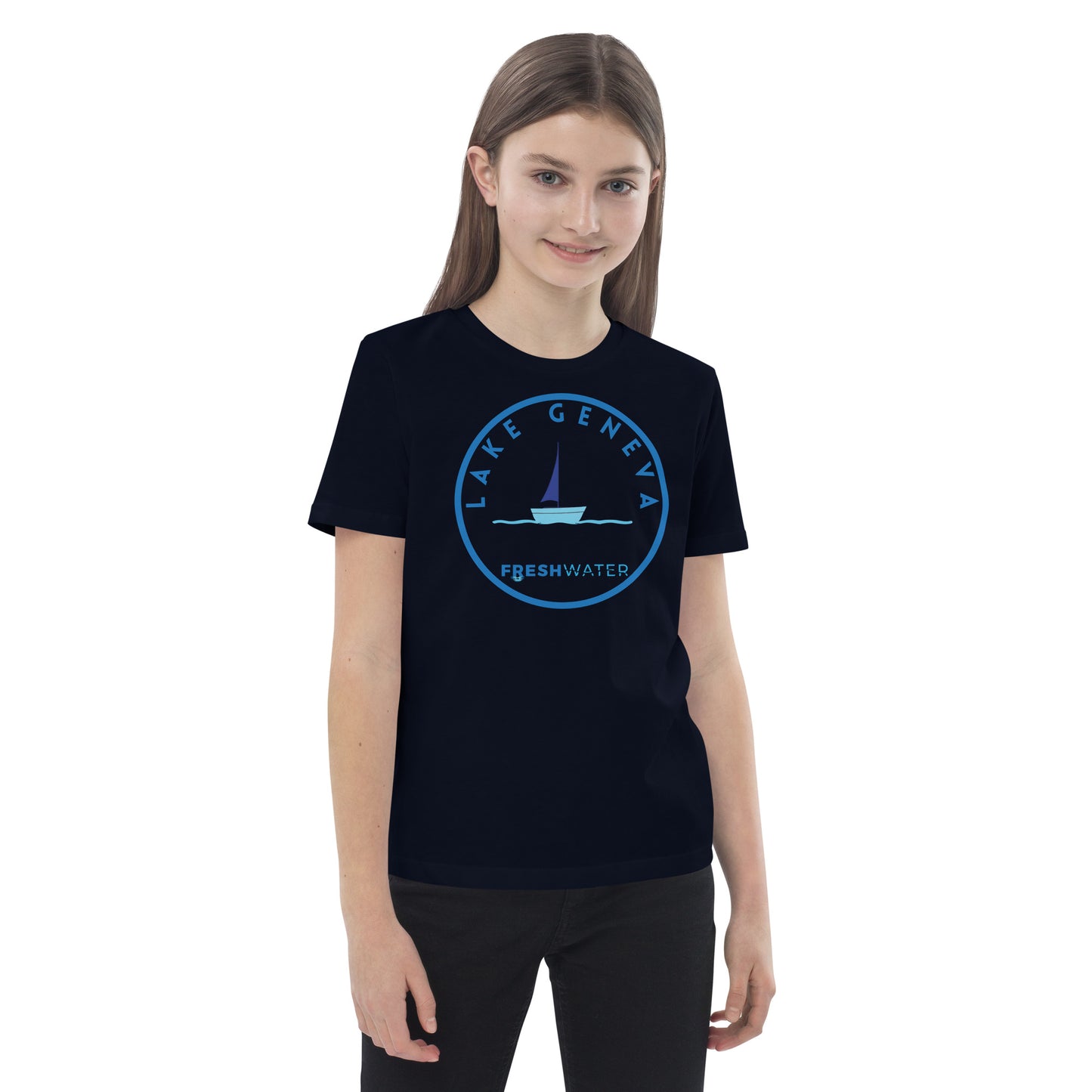 Lake Geneva Wisconsin Freshwater Sailing Organic cotton kids t-shirt