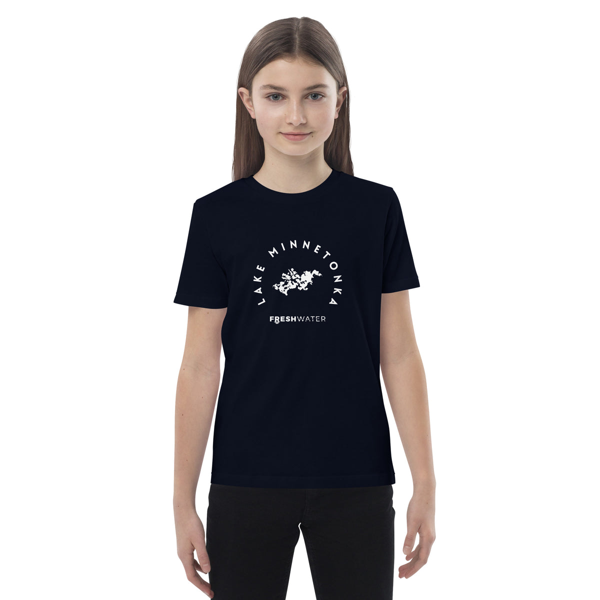 Lake Minnetonka Freshwater Black/White Organic cotton kids t-shirt