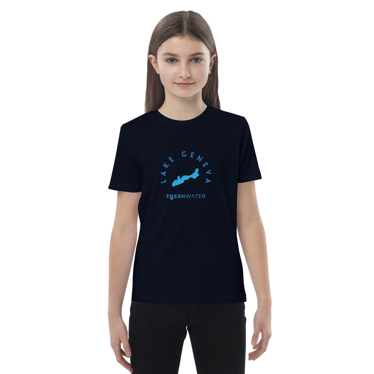 Lake Geneva Freshwater Blue Organic cotton kids t-shirt