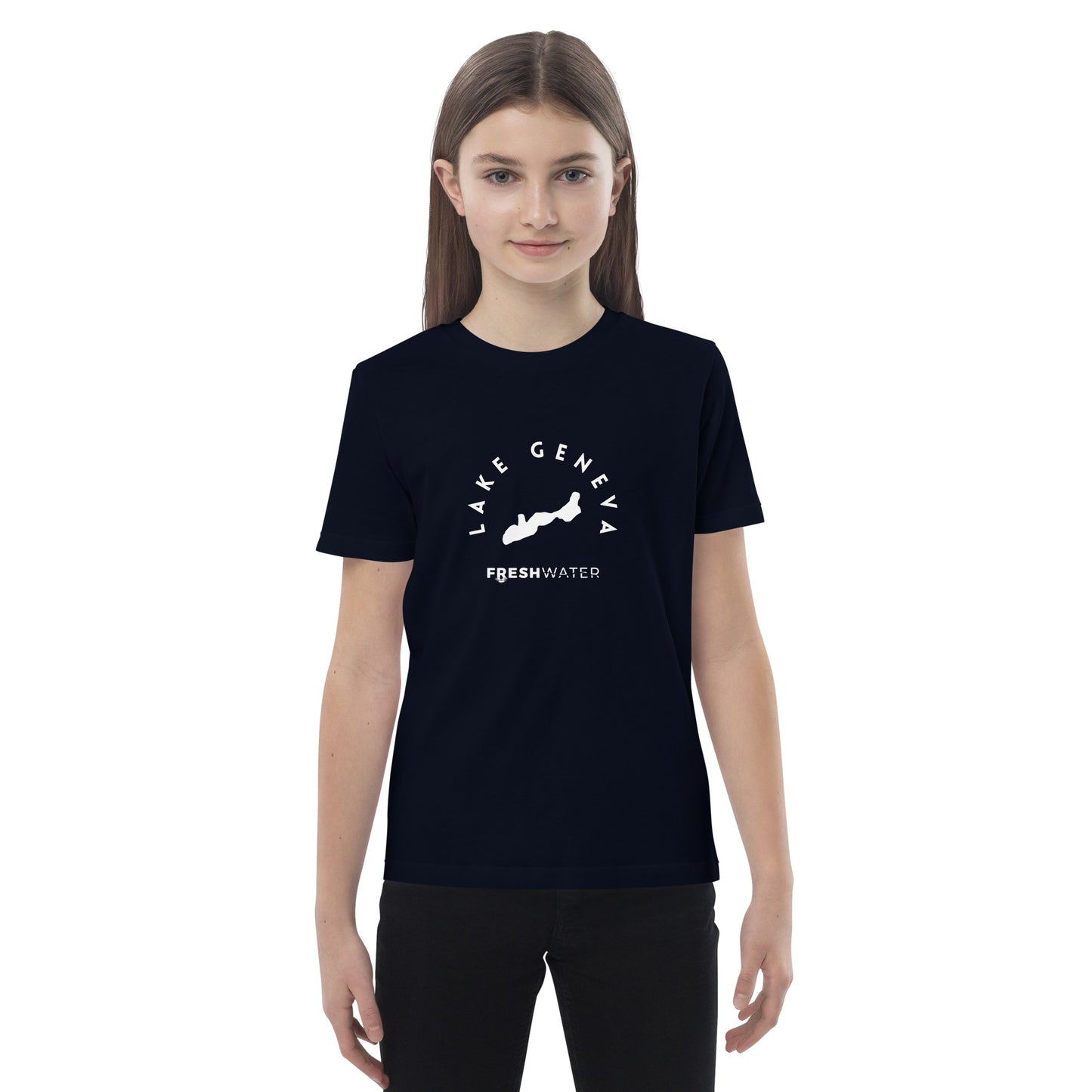 Lake Geneva Freshwater Black/White Organic cotton kids t-shirt